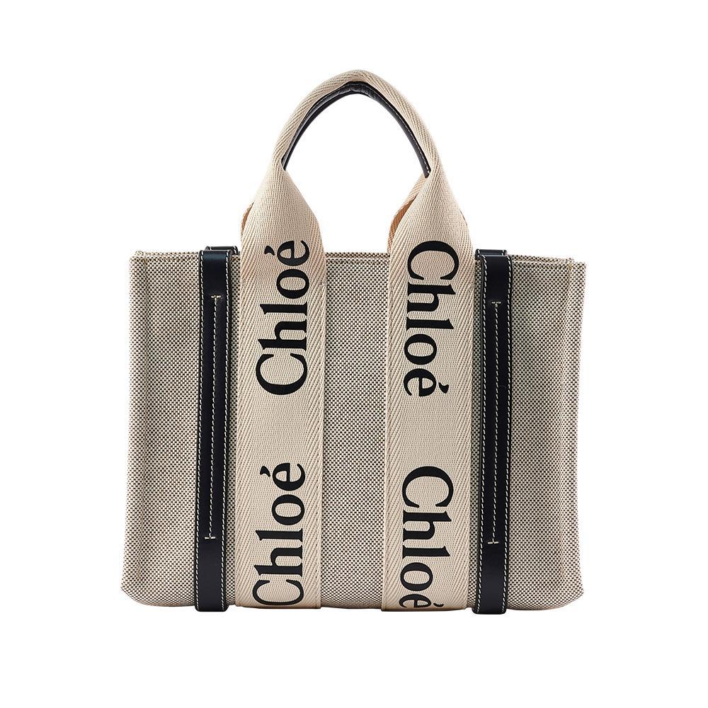 【特惠5折UP】Chloe WOODY 經典品牌LOGO 帆布托特包(藍小號)