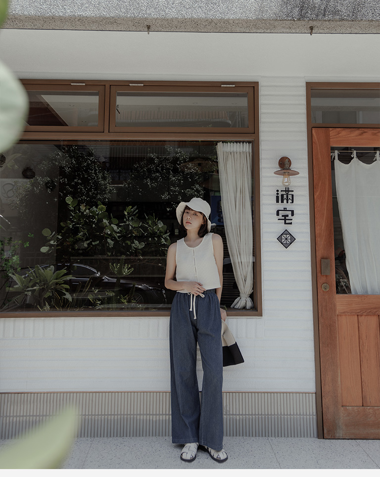 QUEEN SHOP 水洗造型抽繩直筒牛仔褲 兩色售