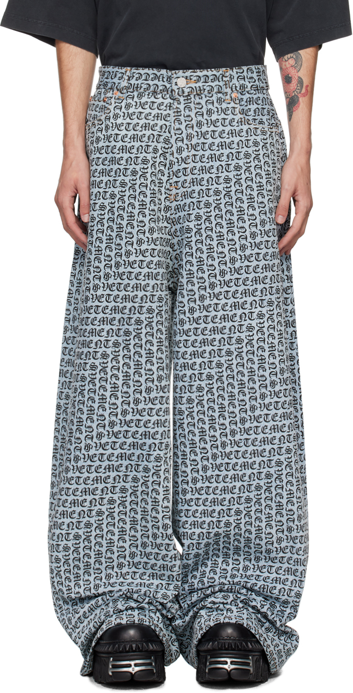 VETEMENTS 蓝色 Gothic Monogram Big Shape 牛仔裤
