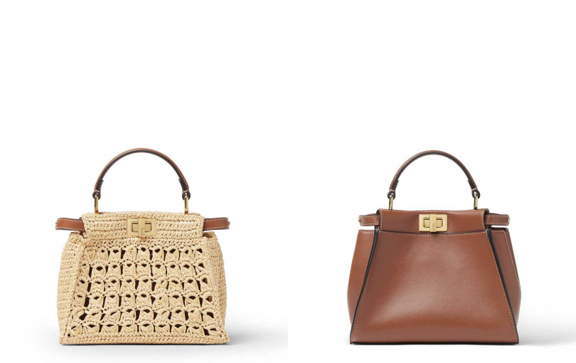 Peekaboo迷你編織拉菲草包款／168,000元，Peekaboo迷你棕色皮革包款／160,000元（圖／品牌提供）