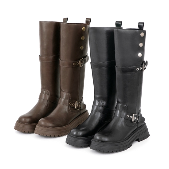 D+AF 金屬釦環機車靴推薦 復古騎士釦環排釦機車長靴