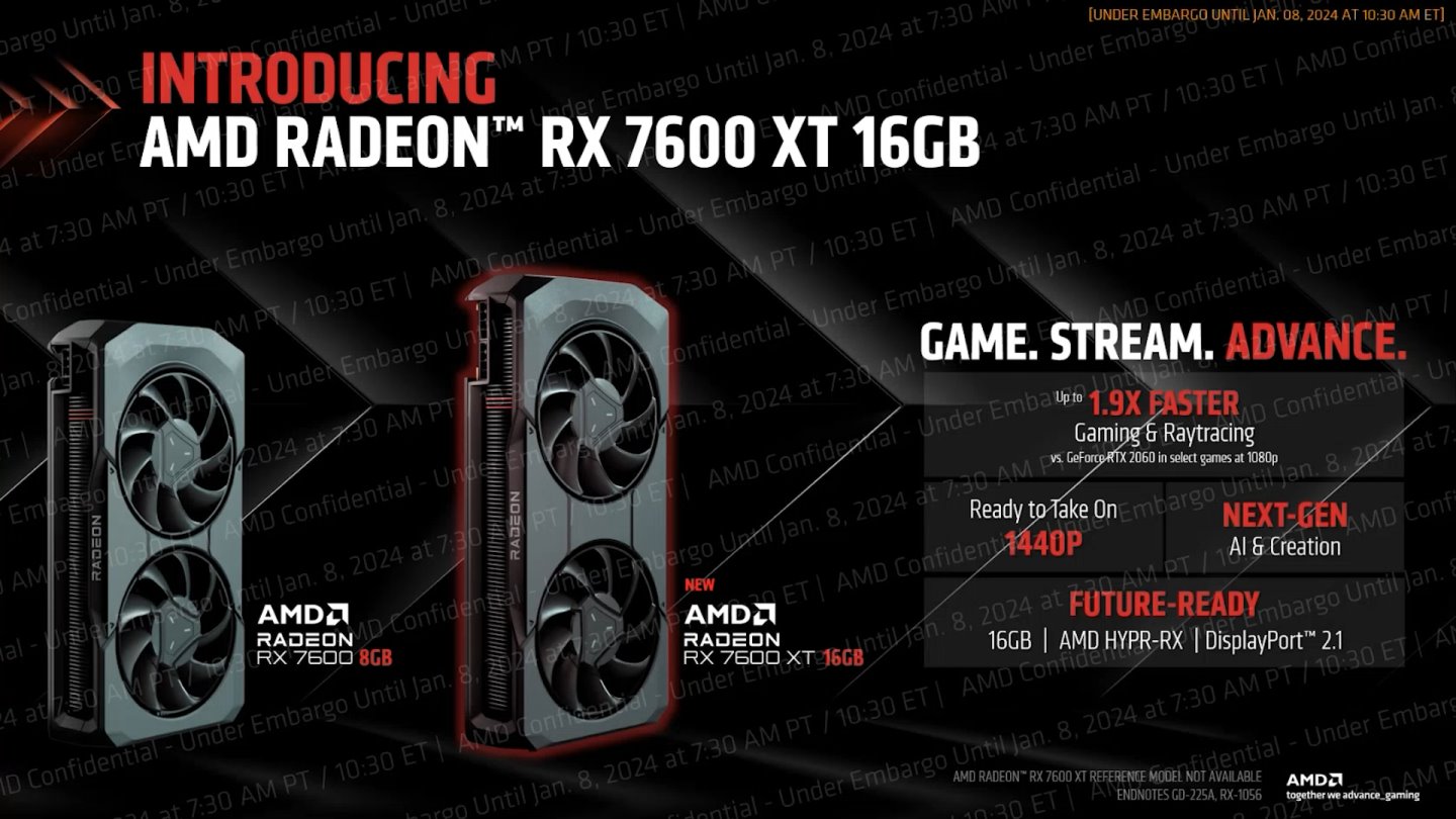 CES 2024：AMD發表Radeon RX 7600 XT顯示卡，16GB顯示記憶體規格更強大 | LINE購物
