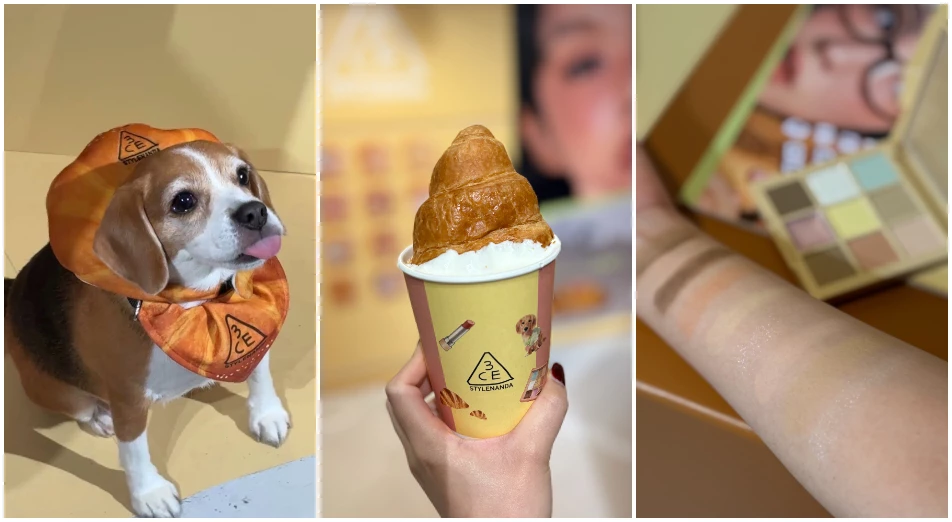 3CE 色彩玩家烘焙坊 單色腮紅 #楓糖吐司，NTD525；九色紛呈眼影盤 #焦糖烤奶，NTD1,080