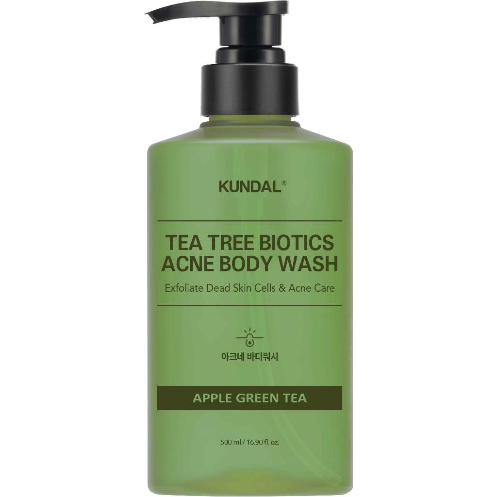 韓國【KUNDAL昆黛爾】茶樹益生菌抗痘沐浴乳 500ml-蘋果綠茶香