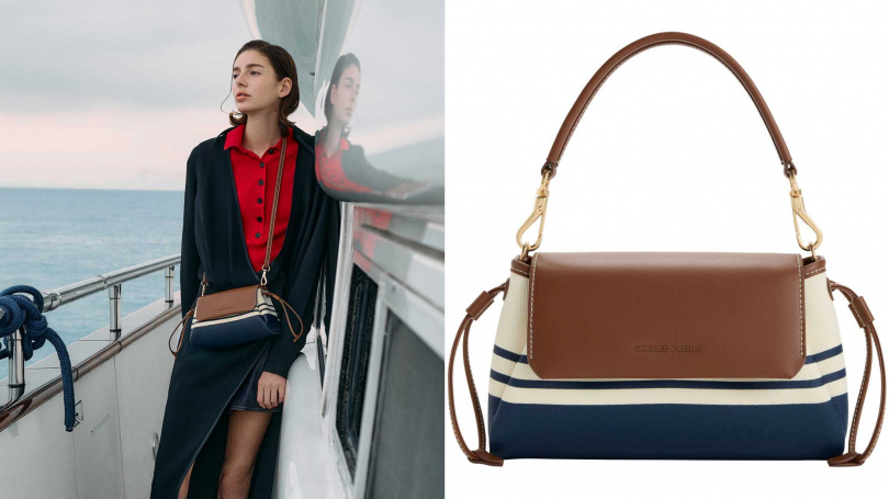 CHARLES & KEITH Hanya 條紋帆布手提包／2,390元（圖／品牌提供）