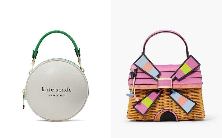 （由左至右） Tee Time高爾夫球造型零錢包／Tee Time 3D風車藤编手提包。