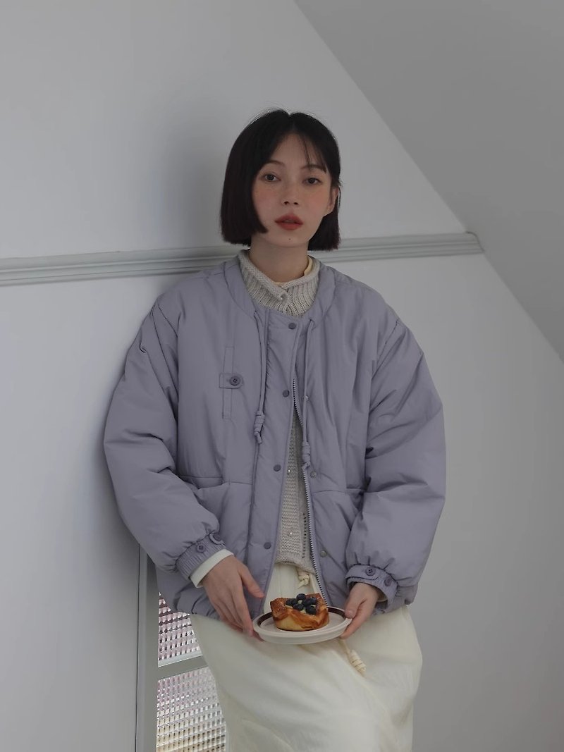 odd maker奶fufu的圓領小棉服微皺肌理感設計百搭保暖棉衣外套