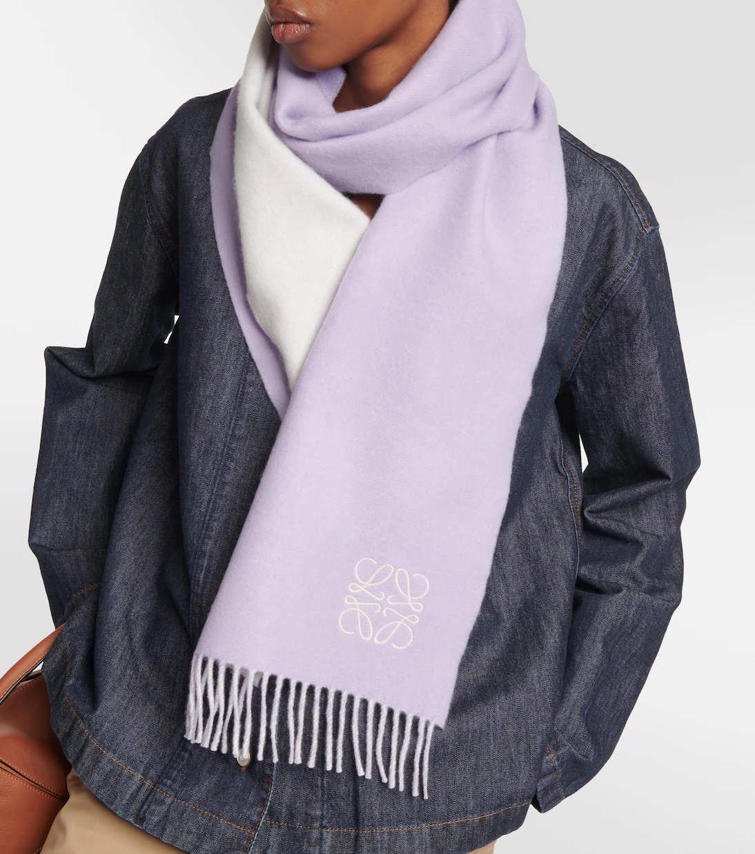 LOEWE Anagram embroidered wool and cashmere scarf