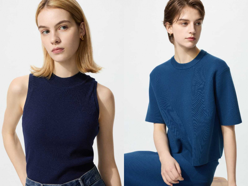 可機洗針織BRATOP背心／790元，可機洗米蘭羅紋針織衫(短袖)／790元（圖／品牌提供）