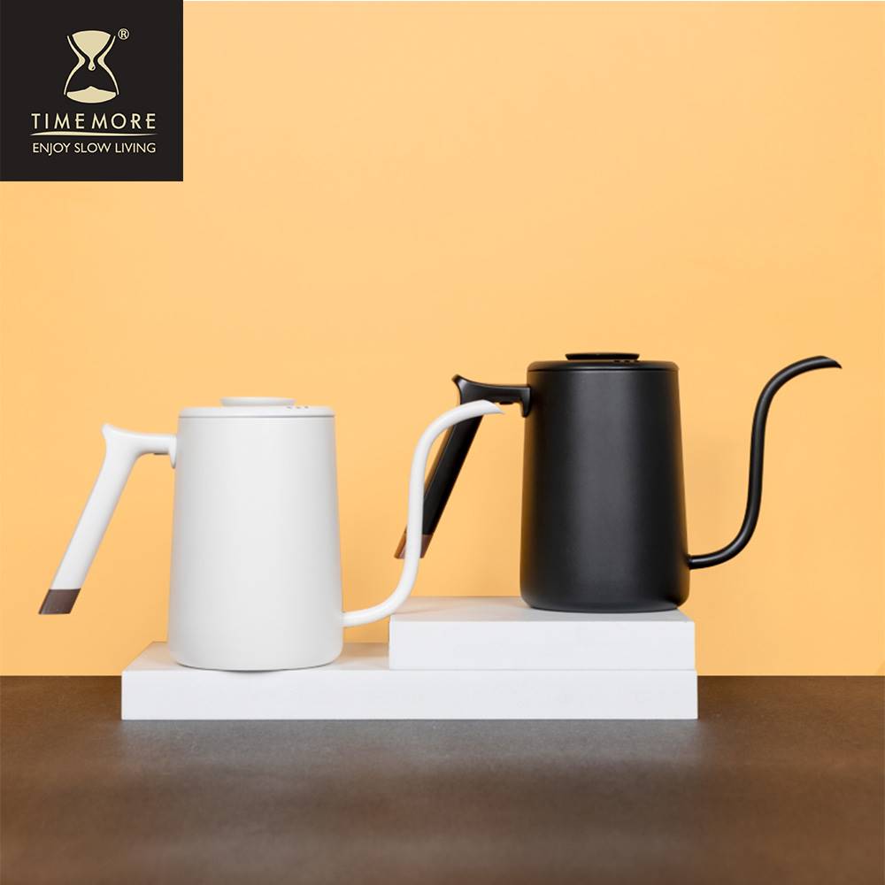 TIMEMORE 泰摩 魚Pure不鏽鋼咖啡手沖壺細口壺700ml-霧面白/黑