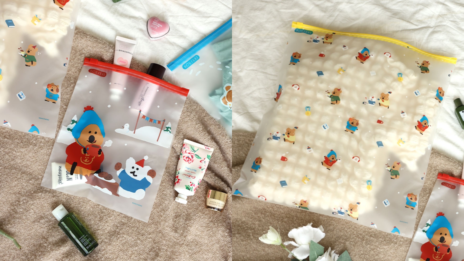 DINOTAENG 冬季系列-滑很快夾鏈旅行收納袋