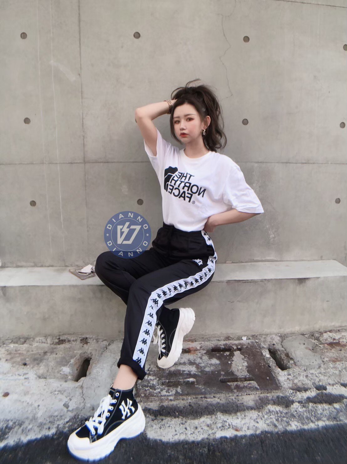 帝安諾-實體店面 MLB 洋基 高筒 厚底 老爹鞋 泫雅同款 代言 新款 韓國熱賣款