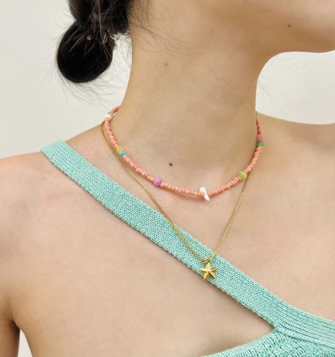 Necklace Picnic in the Summertime • Cute Handmade Jewelry Pastel Mulicolors