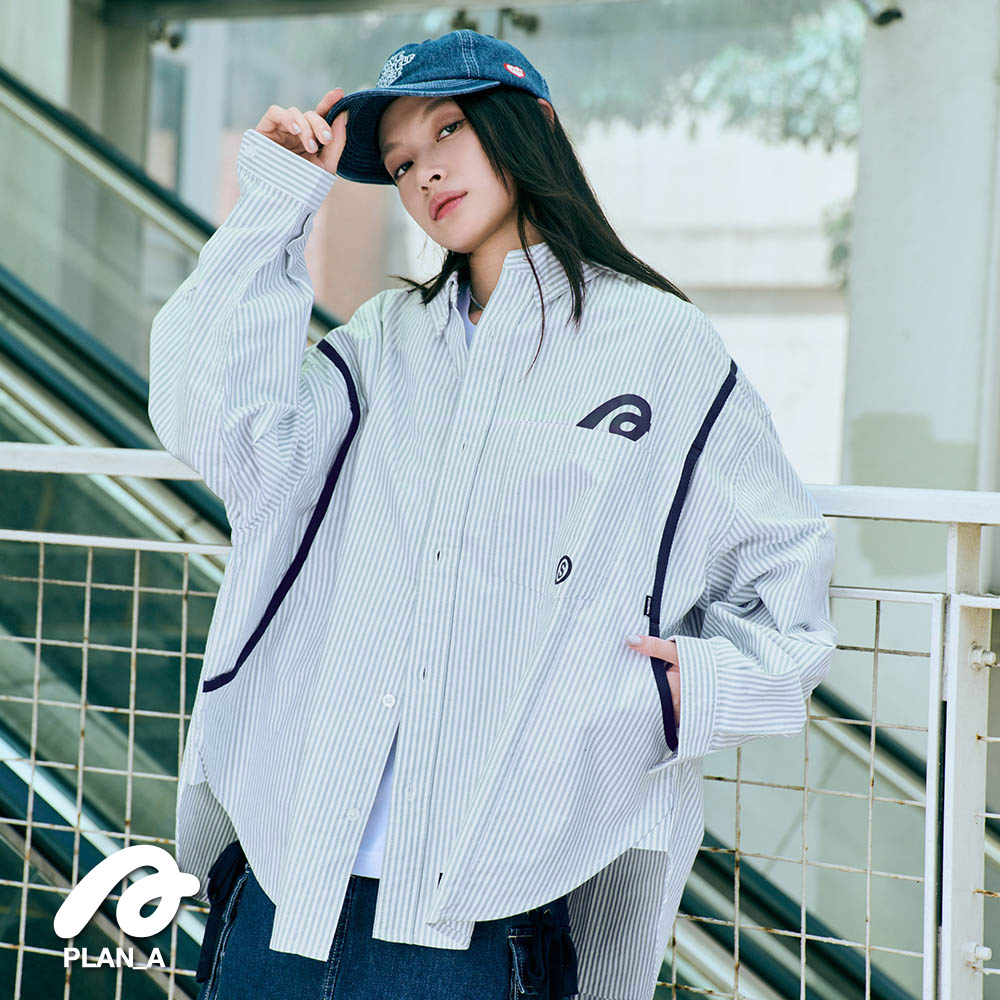 STAYREAL PLAN A奔向無限寬版襯衫 - 灰藍【預計4月中旬出貨】