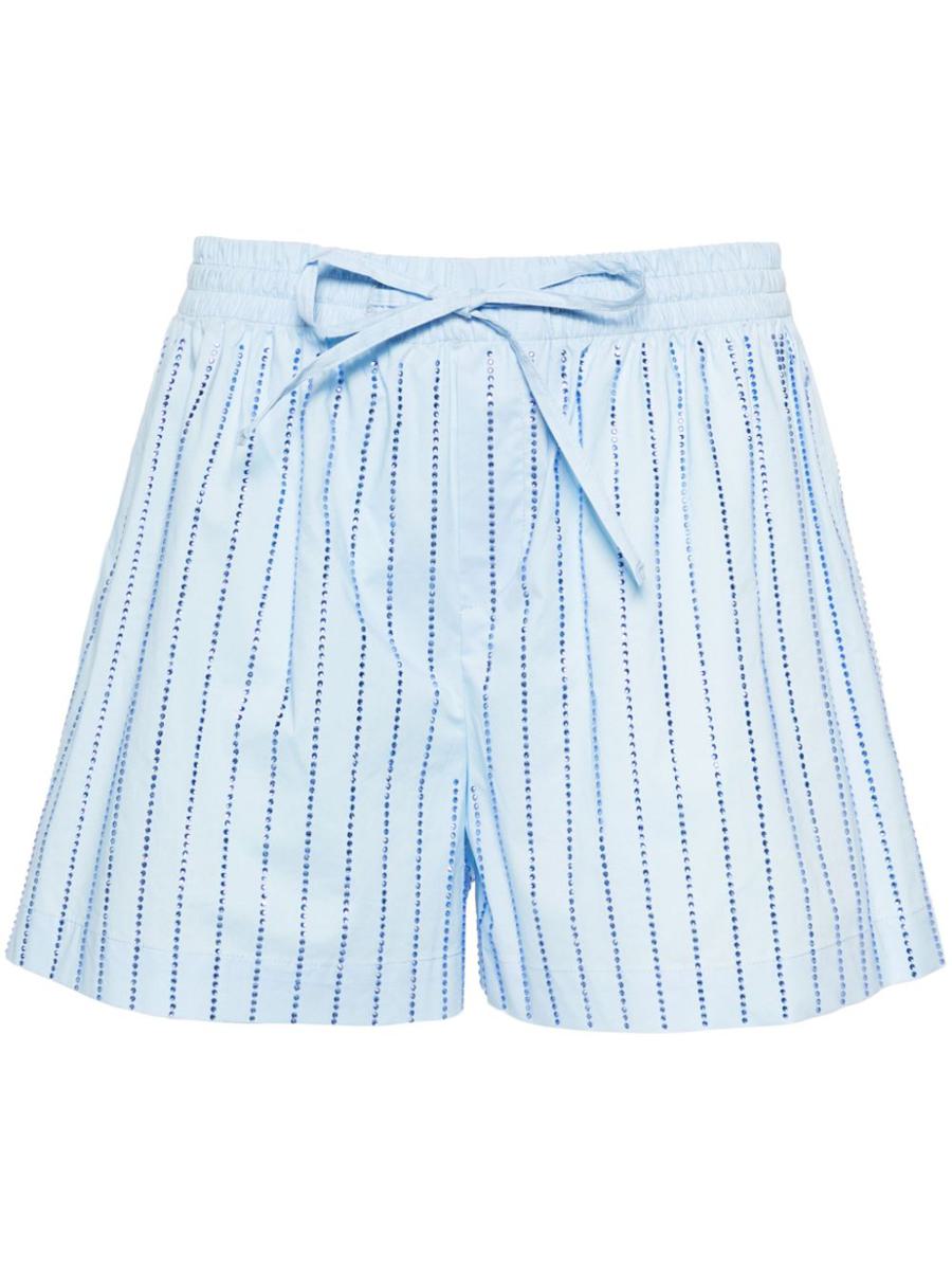 Giuseppe Di Morabito Short Striped Shorts With Rhinestones