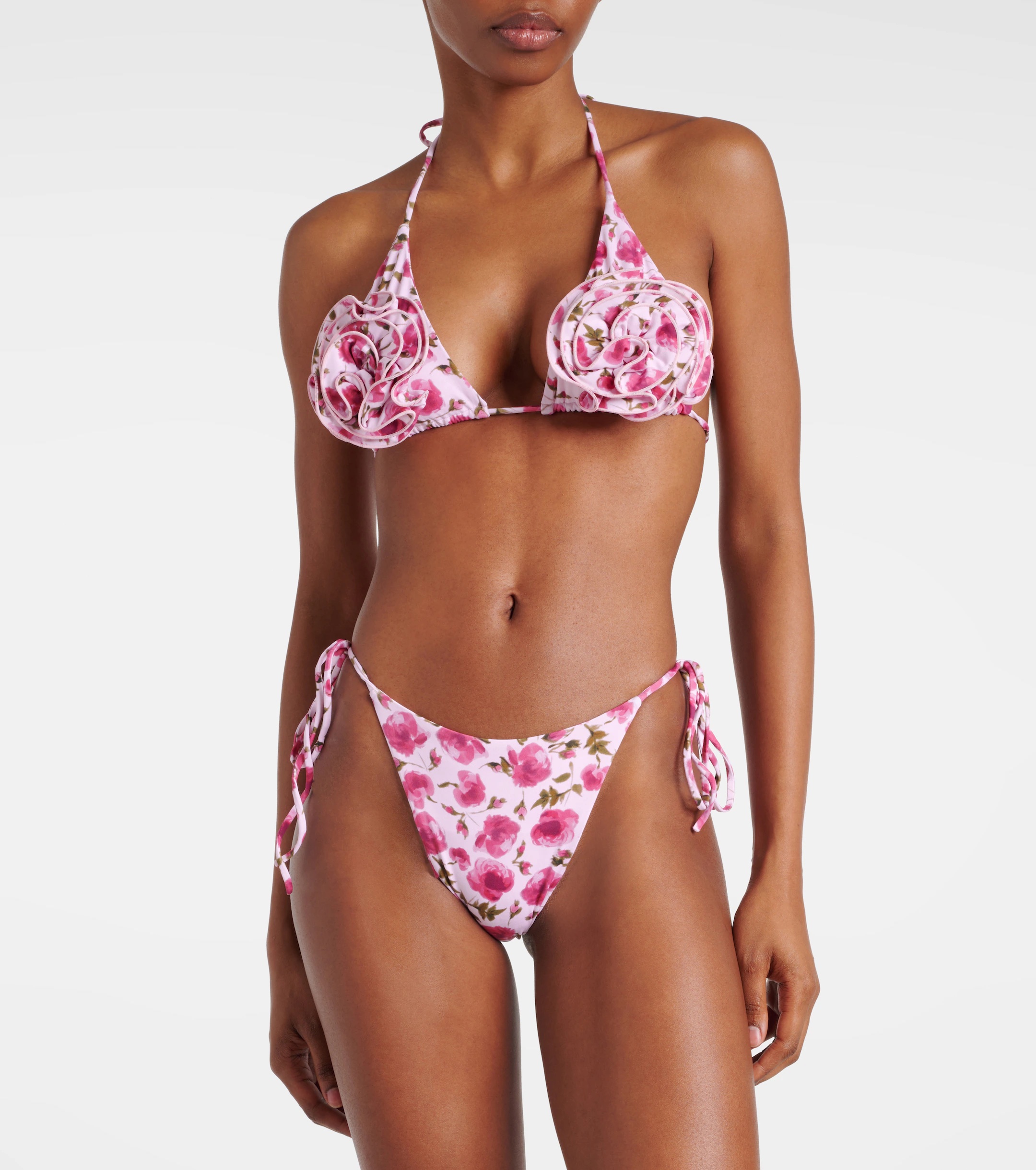 MAGDA BUTRYM Floral-appliqué triangle bikini top
