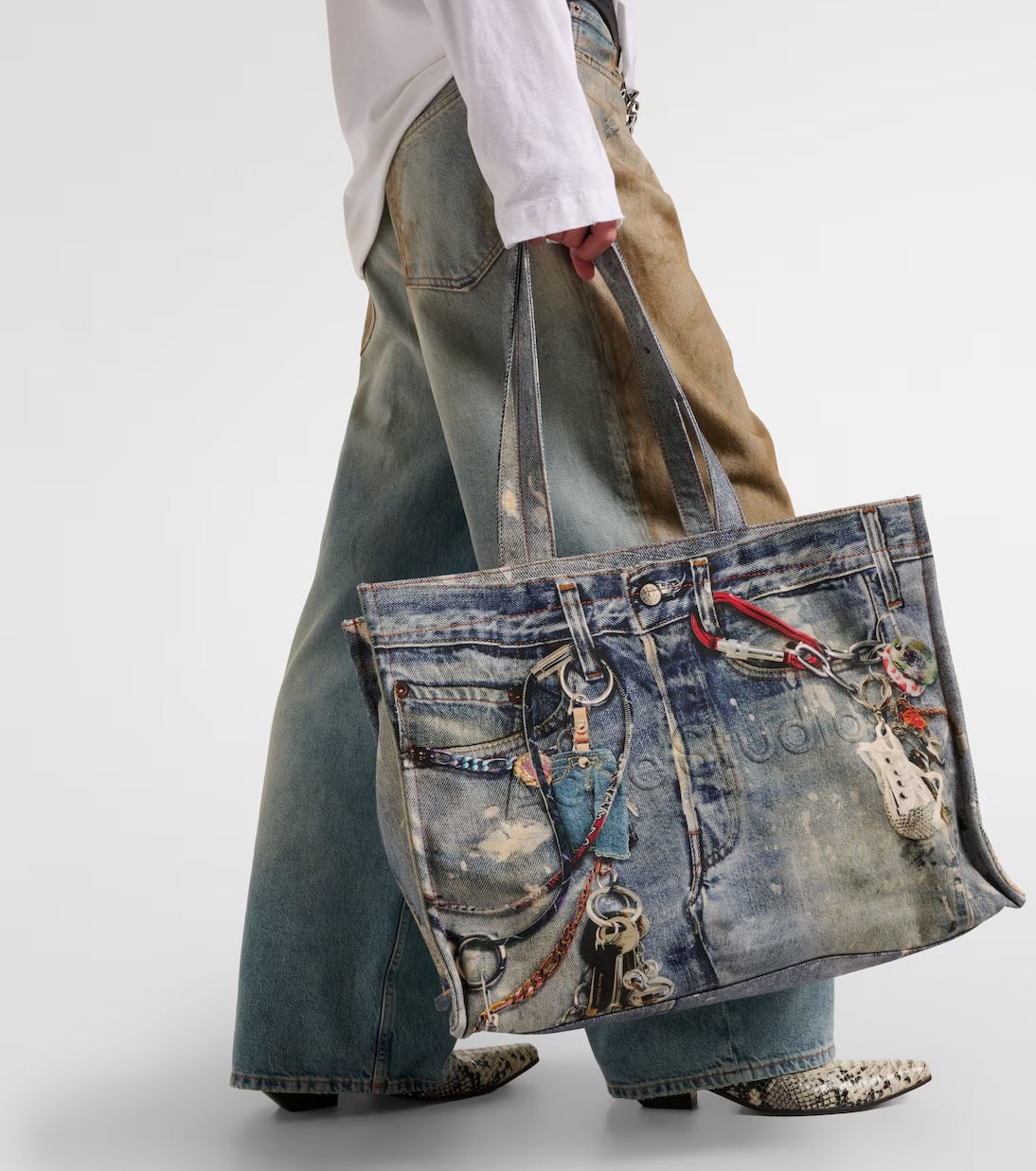 ACNE STUDIOS Trompe l'oeil denim tote bag