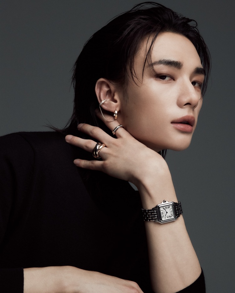 Stray Kids鉉辰在2024年9月份出任Cartier品牌大使，前後參加高級珠寶晚宴、入鏡形象照。