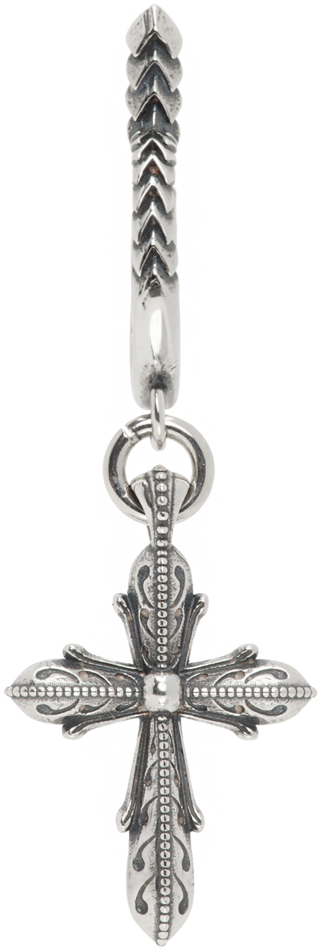 Emanuele Bicocchi 单只银色 Gothic Cross 耳坠