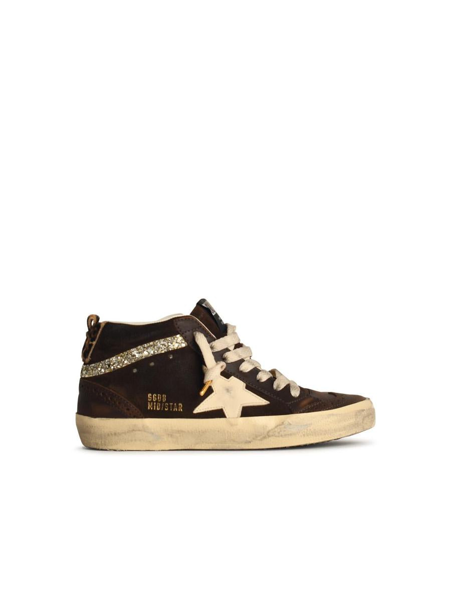 Golden Goose 'Mid Star' Brown Leather Sneakers