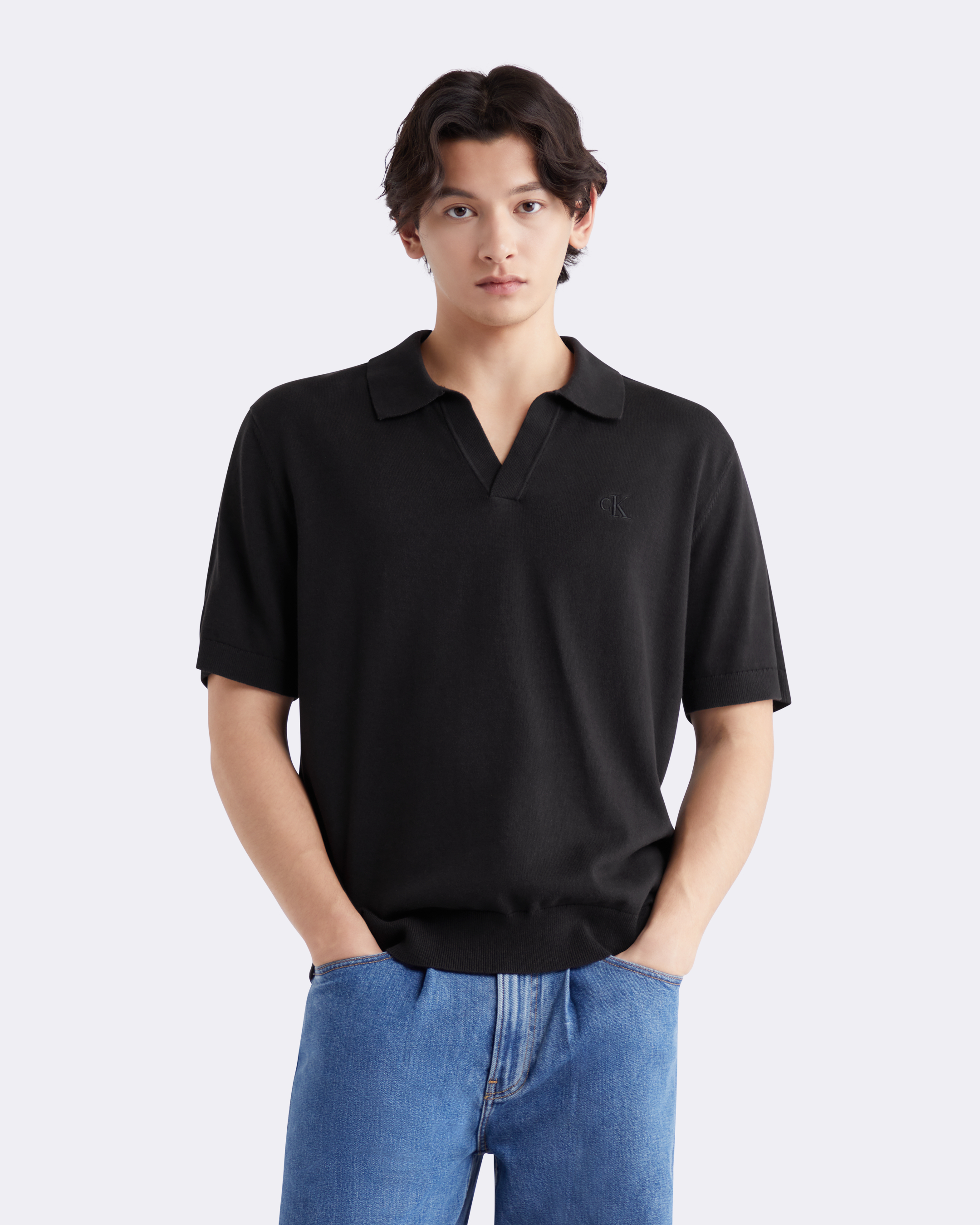 Calvin Klein Jeans Organic Cotton Tonal Knit Polo
