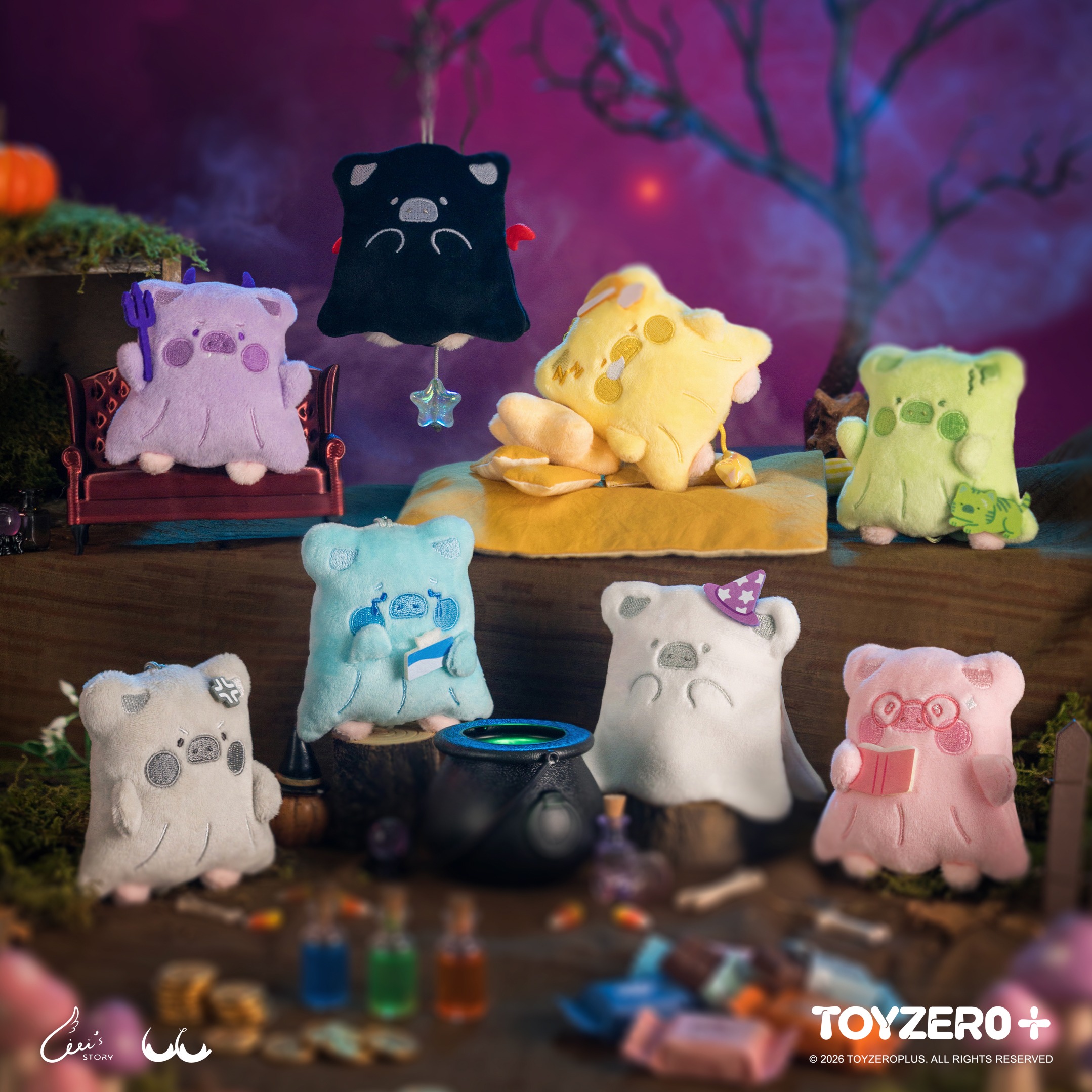 【Toyzeroplus】罐頭豬LuLu 恐怖故事系列 - 百變小幽靈毛絨掛件 (盲盒)