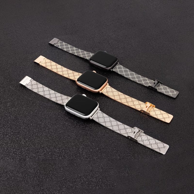 【NINE WEST】Apple watch 經典LOGO不鏽鋼蘋果錶帶 玫瑰金 38/40/41mm