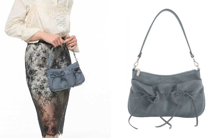 CHARLES & KEITH Reese 腋下包(煙燻藍)／2,390元（圖／品牌提供）