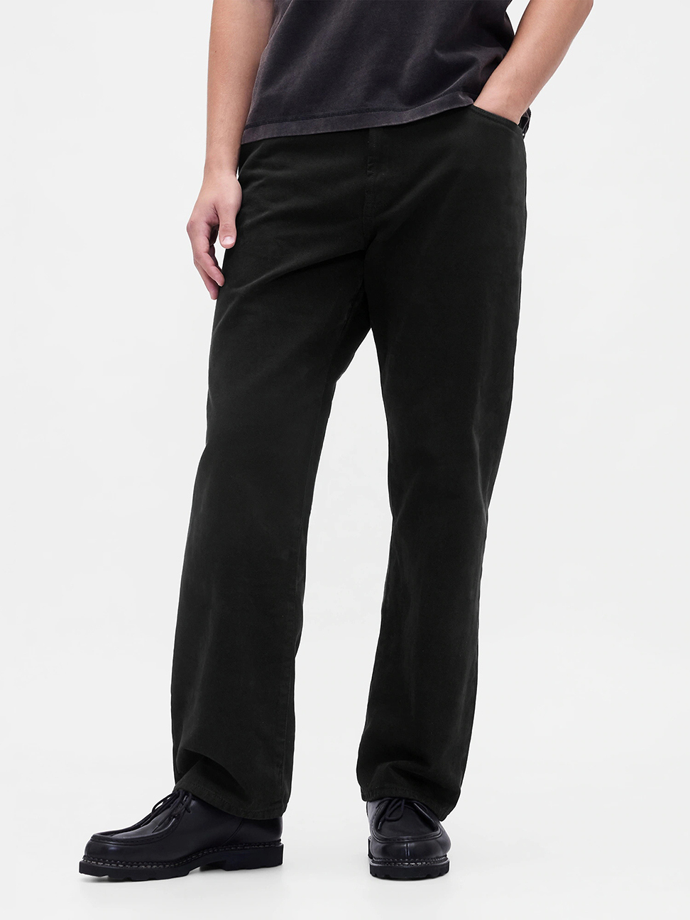 男裝 純棉直筒牛仔褲-黑色