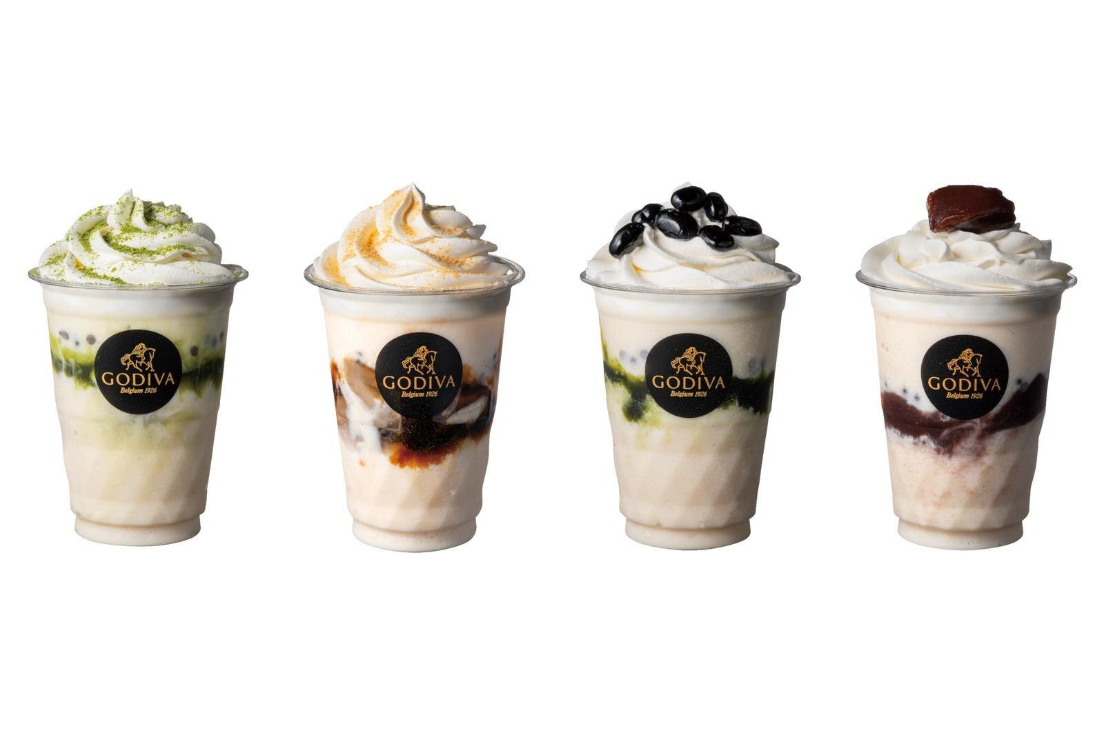 GODIVA 47 巧克力飲 標準尺寸各270ml 各800日圓 由左至右) 京都、奈良、兵庫、三重