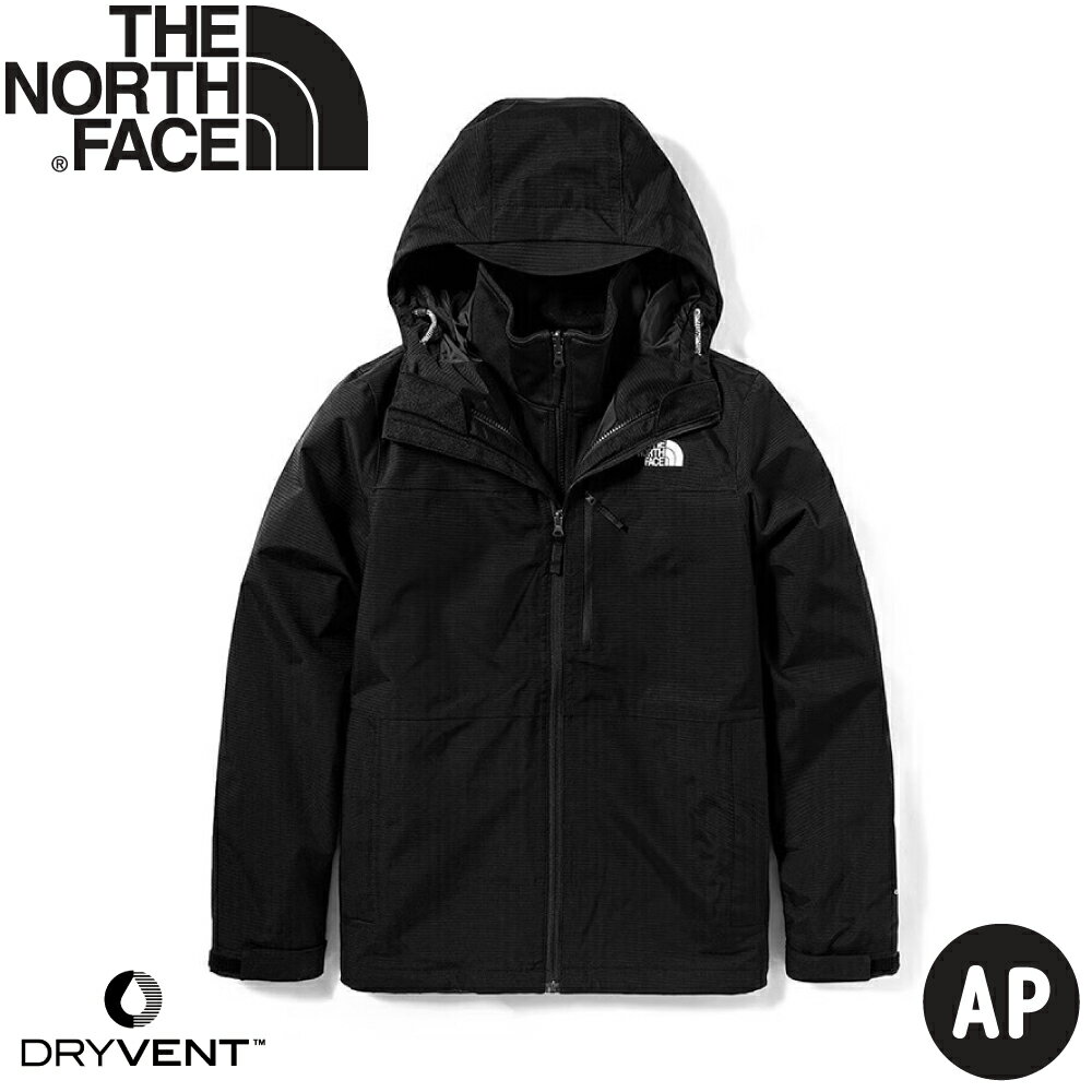 【The North Face 男 DV防水兩件式刷毛保暖外套 AP《黑色》】81RO/防風外套/連帽外套/衝鋒衣
