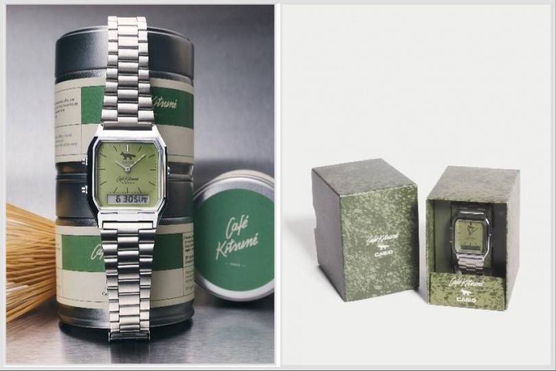 CASIO VINTAGE×Café Kitsuné聯名腕錶AQ-230ECK-3A／3,600元，全台限量100只。（圖／品牌提供）