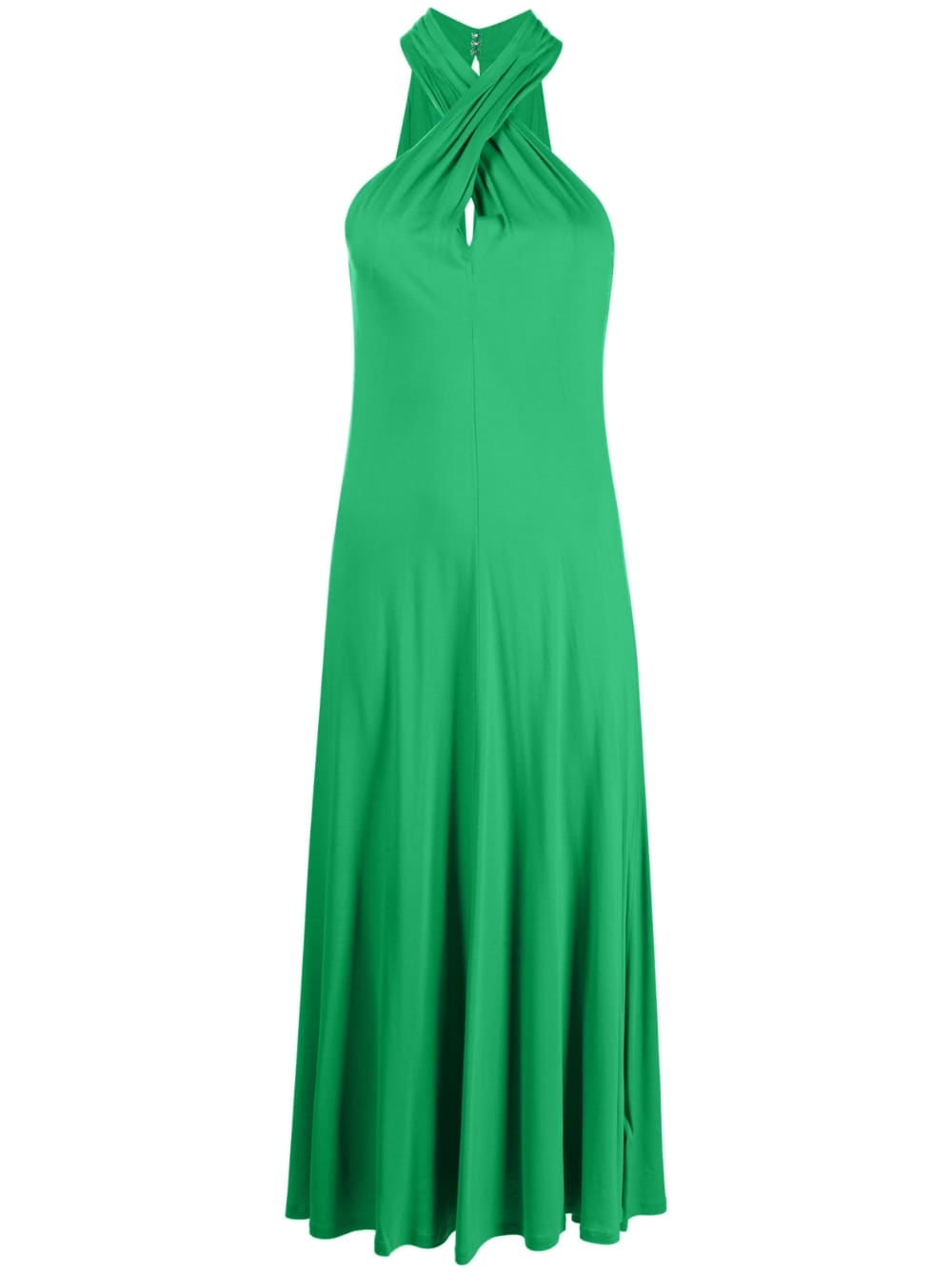 Polo Ralph Lauren - halterneck flared midi dress - women - Viscose - M - Green