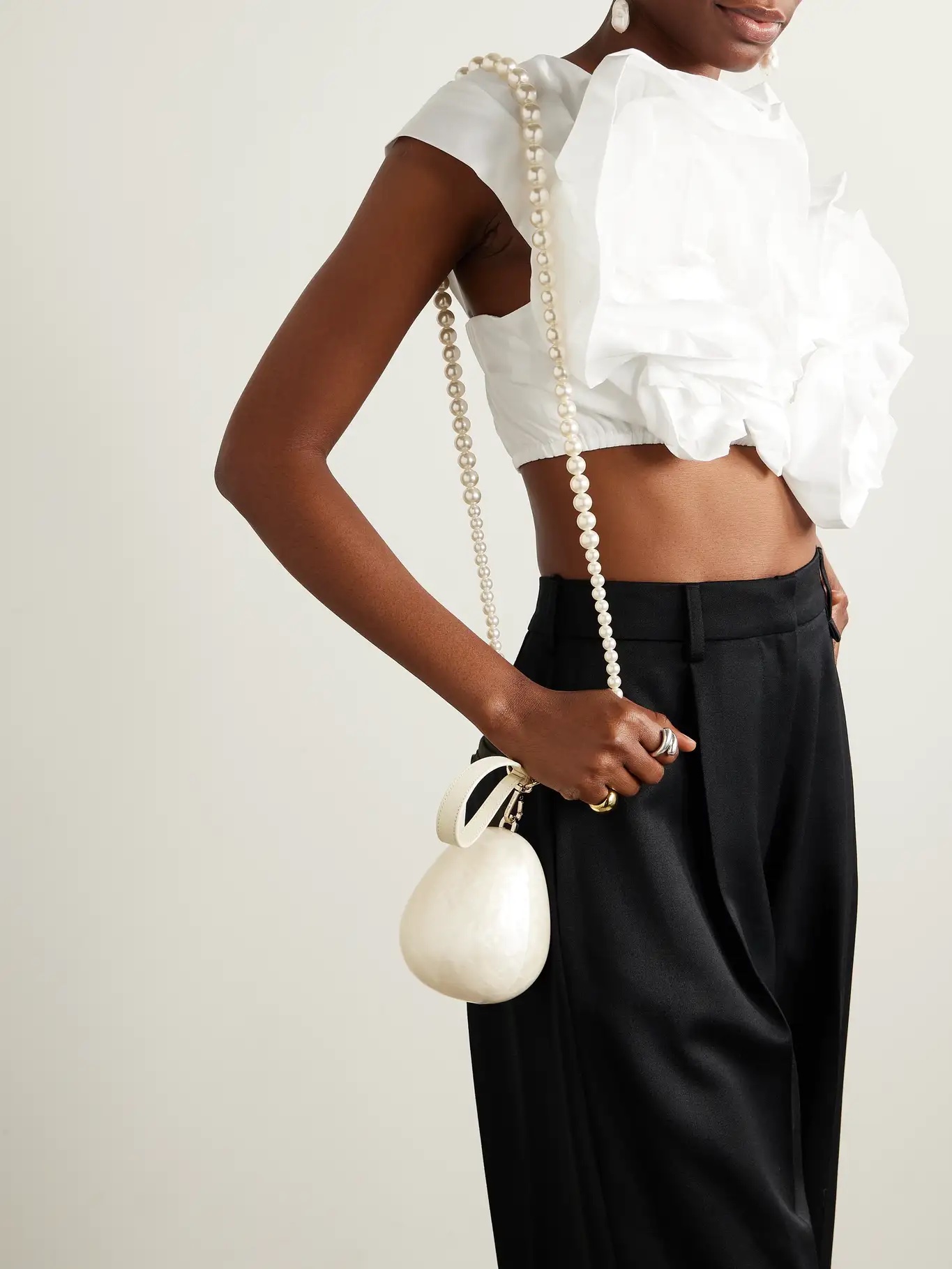 SIMONE ROCHA Micro Egg faux pearl-embellished acrylic clutch