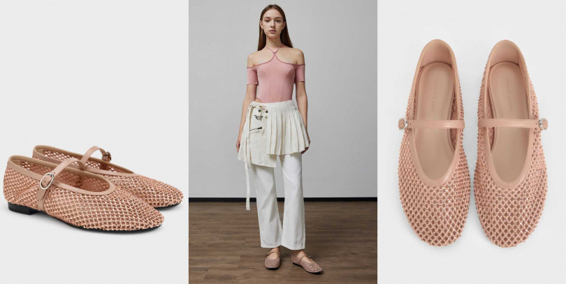 CHARLES & KEITH Maggie 網紗閃鑽瑪莉珍鞋 –粉色／2,390元（圖／品牌提供）