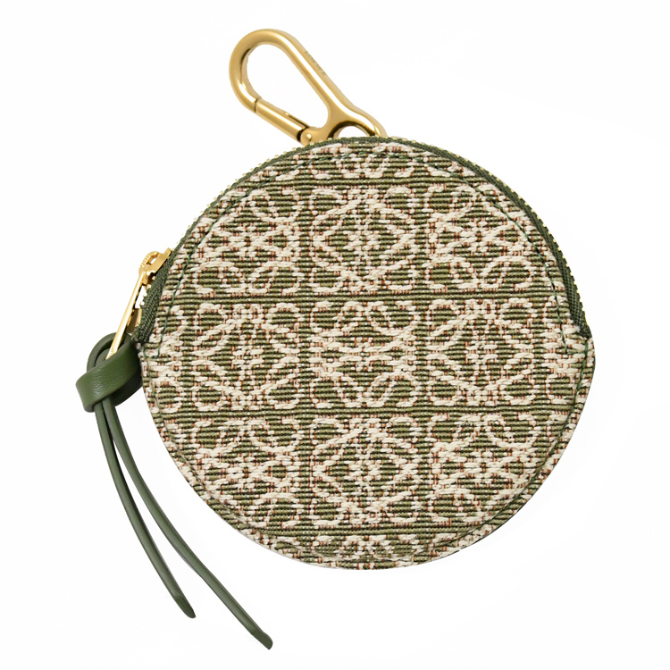 LOEWE ANAGRAM 經典緹花圓餅造型鑰匙扣零錢包.酪梨綠