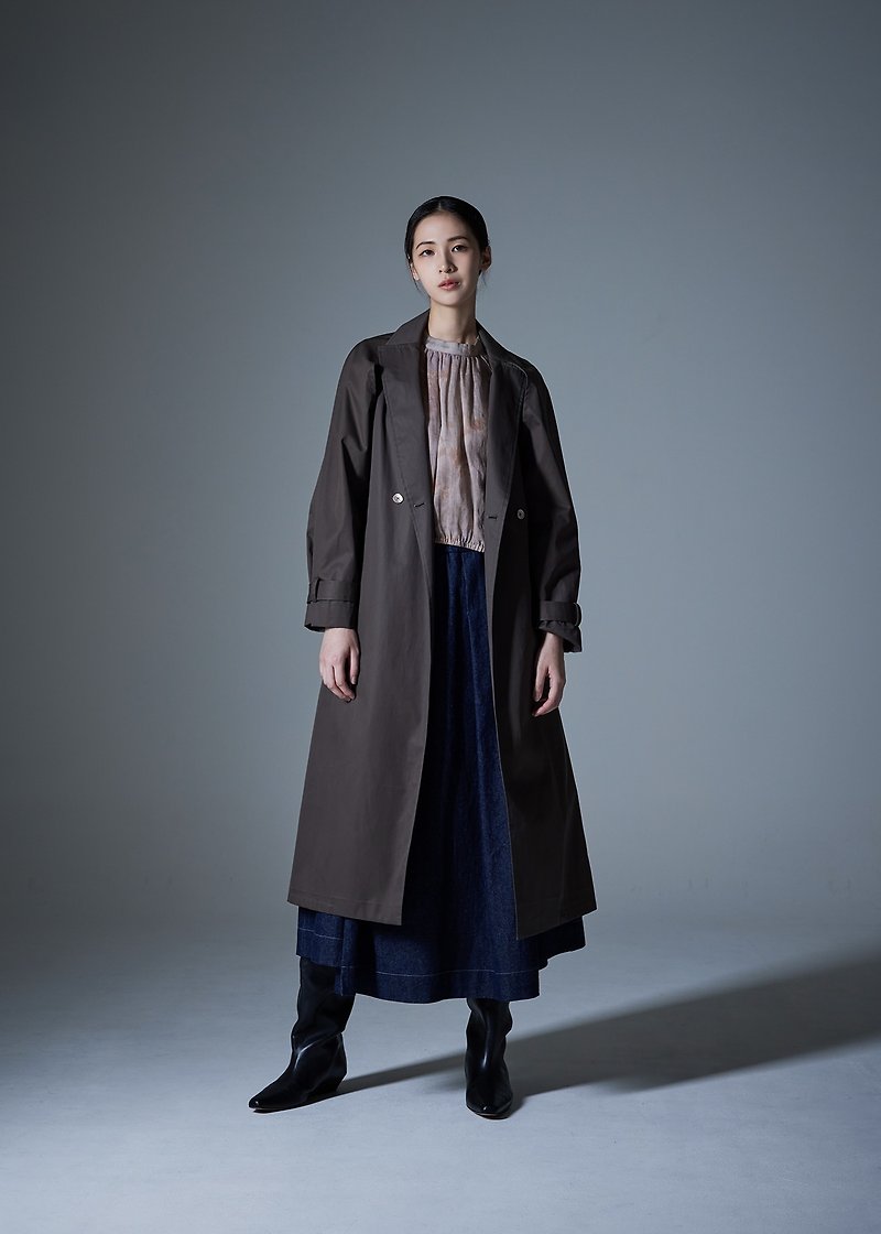 可拆袖長版風衣外套