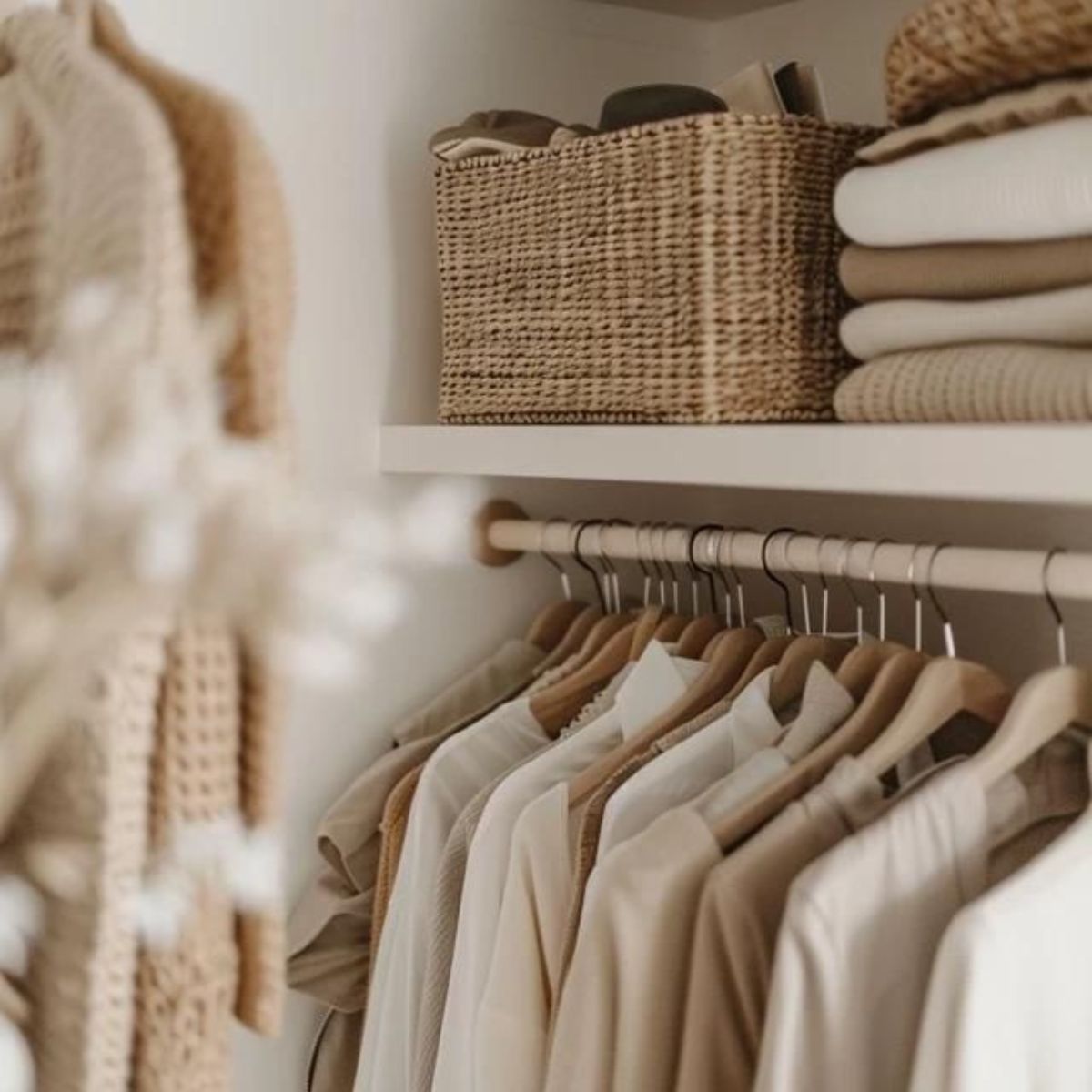 整齊收納好的衣櫃樣子