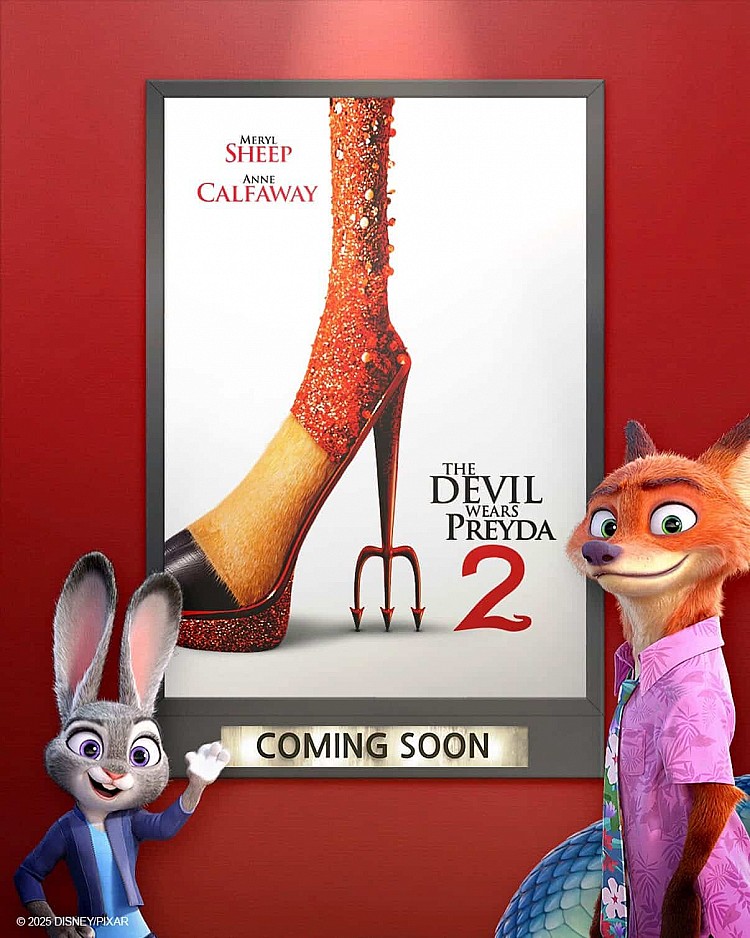 《動物方城市2》在宣傳期釋出了三張海報，便大玩梗將《穿著Prada的惡魔2》到《驚奇四超人》、《超人特攻隊》等三部經典電影都動物化，讓網友們又驚又喜。