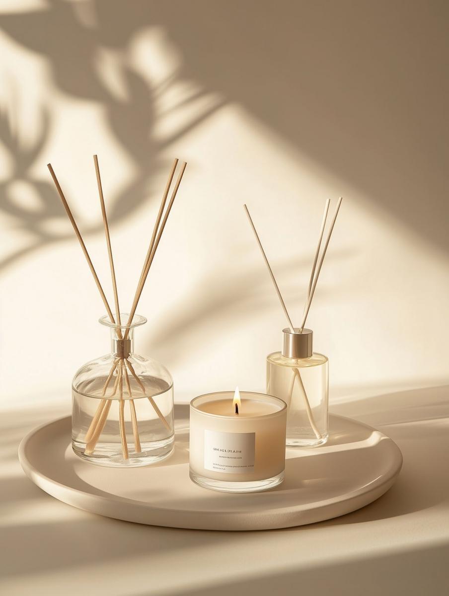 木質桌面與香氛配件