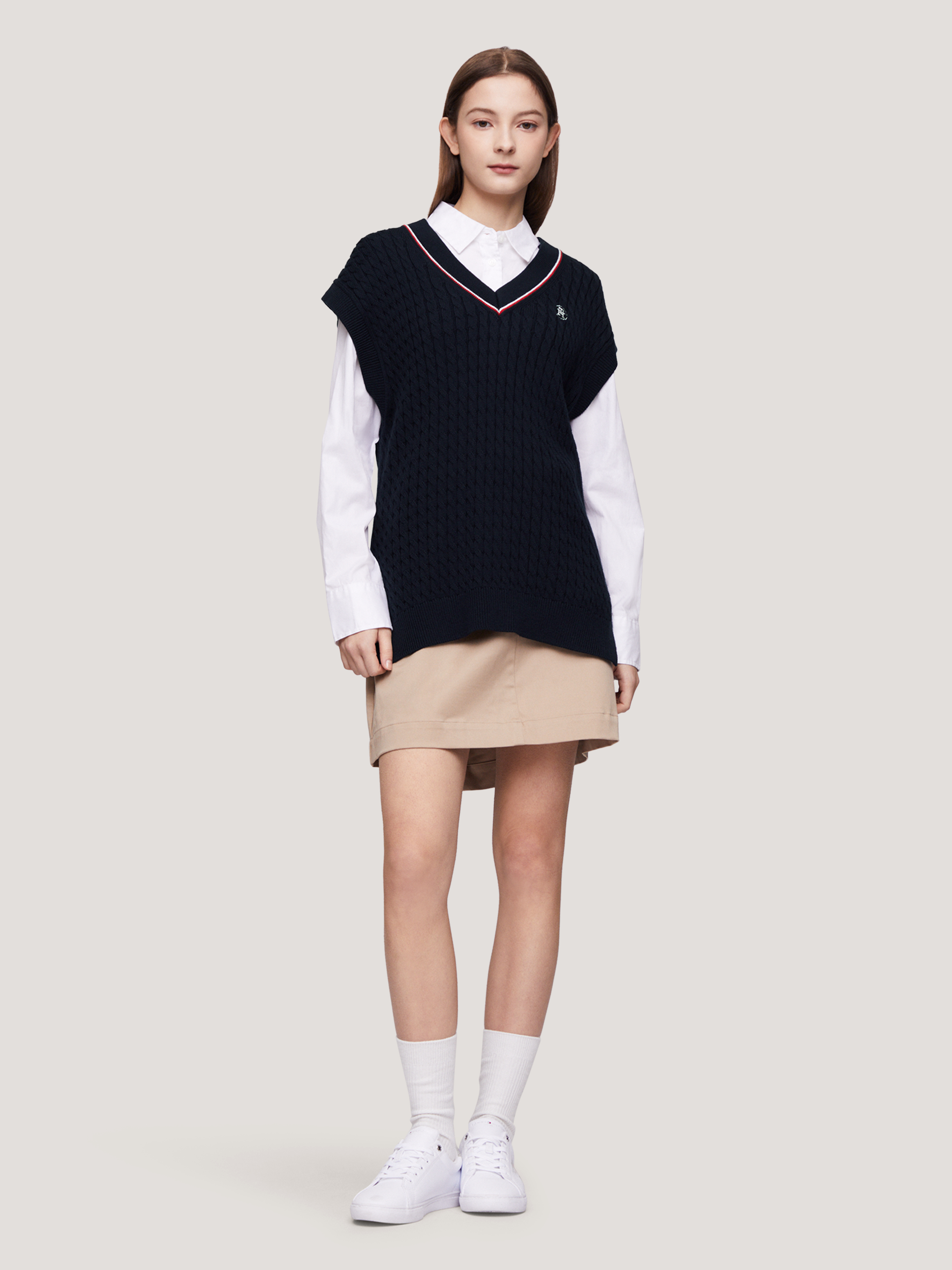 TOMMY HILFIGER 經典條紋絞花針織背心