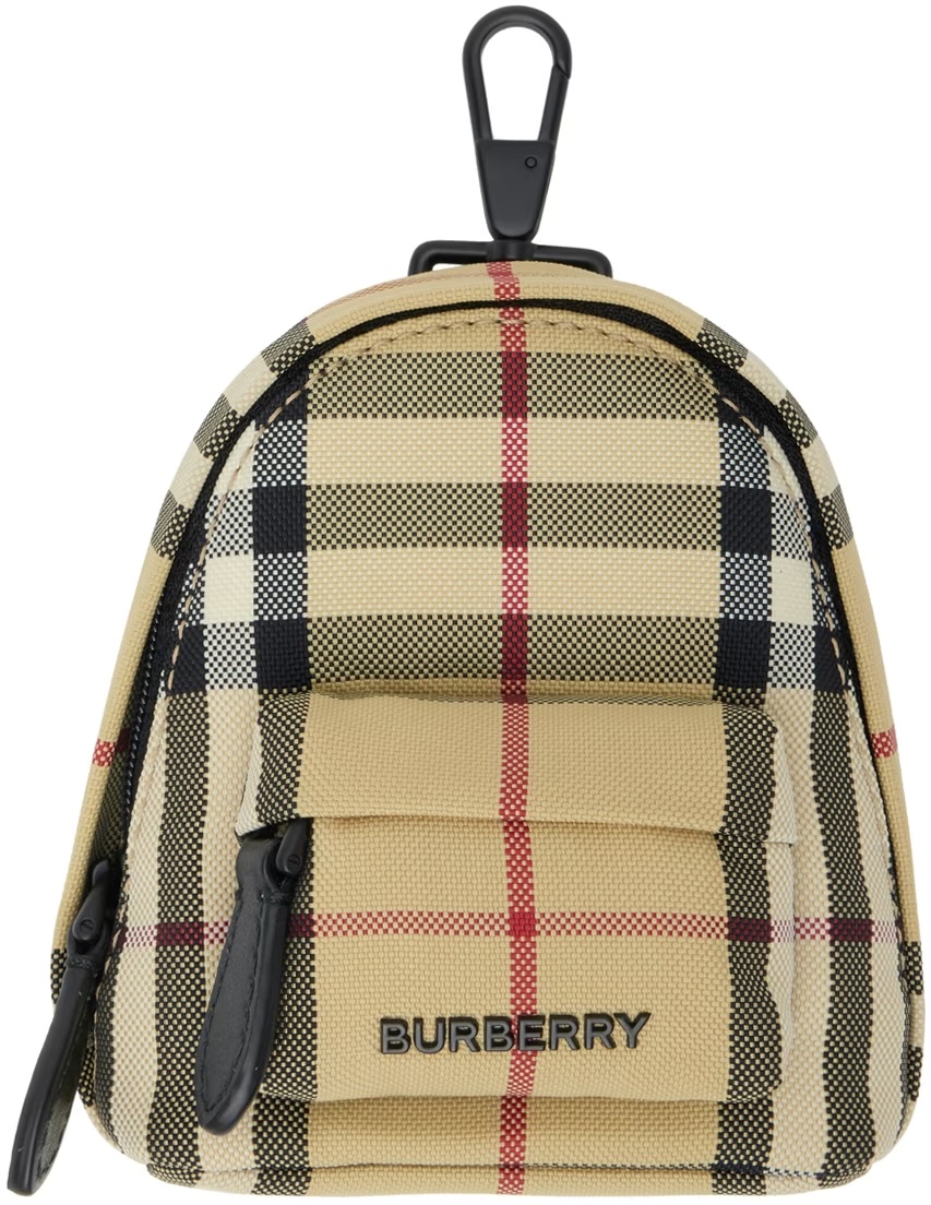BURBERRY 駝色格紋鑰匙扣