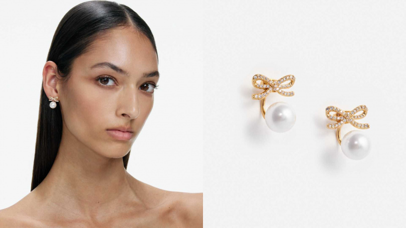 self-portrait Gold Bow Pearl Jacket耳環／6,800元（圖／品牌提供）