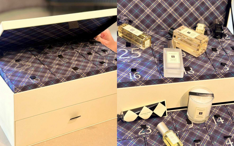 Jo Malone London台灣獨家版倒數月曆／17,550元 把25天滿滿的香氛驚喜藏進格紋珠寶盒中。（圖／吳雅鈴攝）