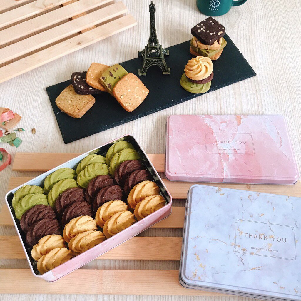 【法國奶油曲奇】大理石紋曲奇鐵盒 原味奶香、法芙娜可可、靜岡抹茶 餅乾禮盒 伴手禮