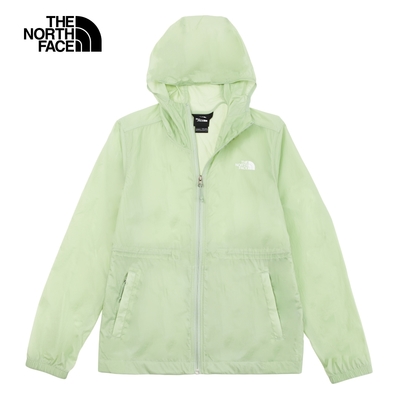 【The North Face 官方旗艦】北面女款綠色防風防曬腰部抽繩連帽外套｜7WCAI0G
