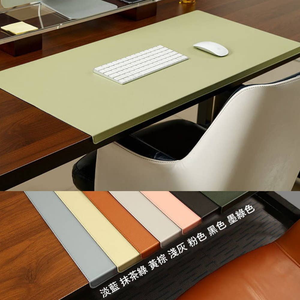 -MGSHOP 柔軟皮革折邊桌墊 70X32cm(滑鼠墊/辦公桌墊/電腦桌墊)黑色