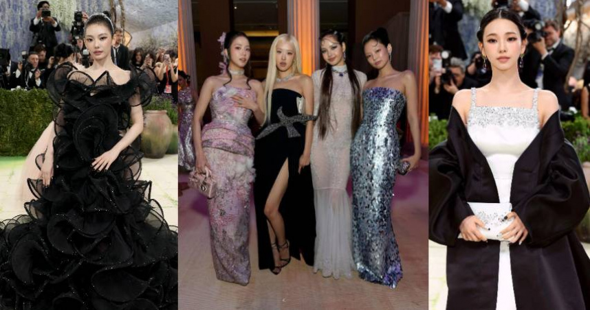 BLACKPINK全員出征Met Gala、Lisa薄紗亮片禮服引熱議！aespa寧寧一身浮誇雕塑禮服、氣場爆棚