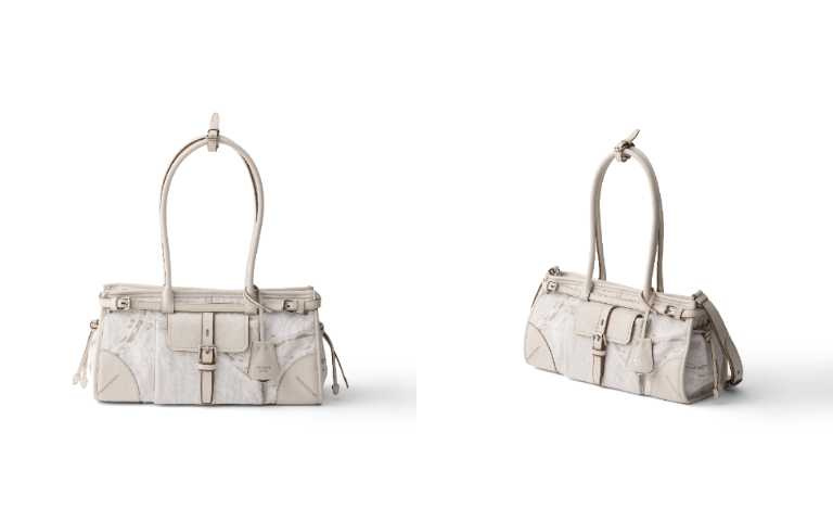 Prada Bonnie 皮革帆布肩背包／110,000元（圖／品牌提供）