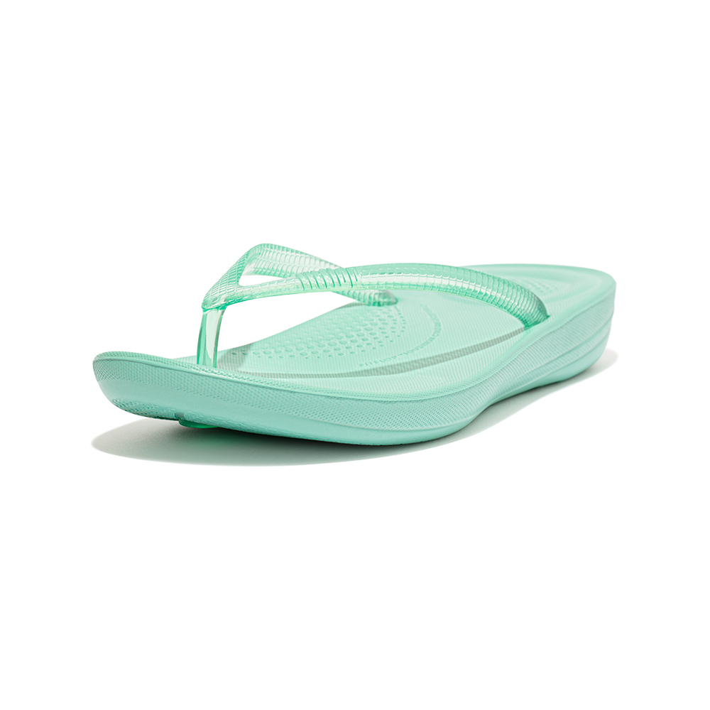 iQUSHION TRANSPARENT FLIP-FLOPS透明輕量人體工學夾腳涼鞋−水藍綠